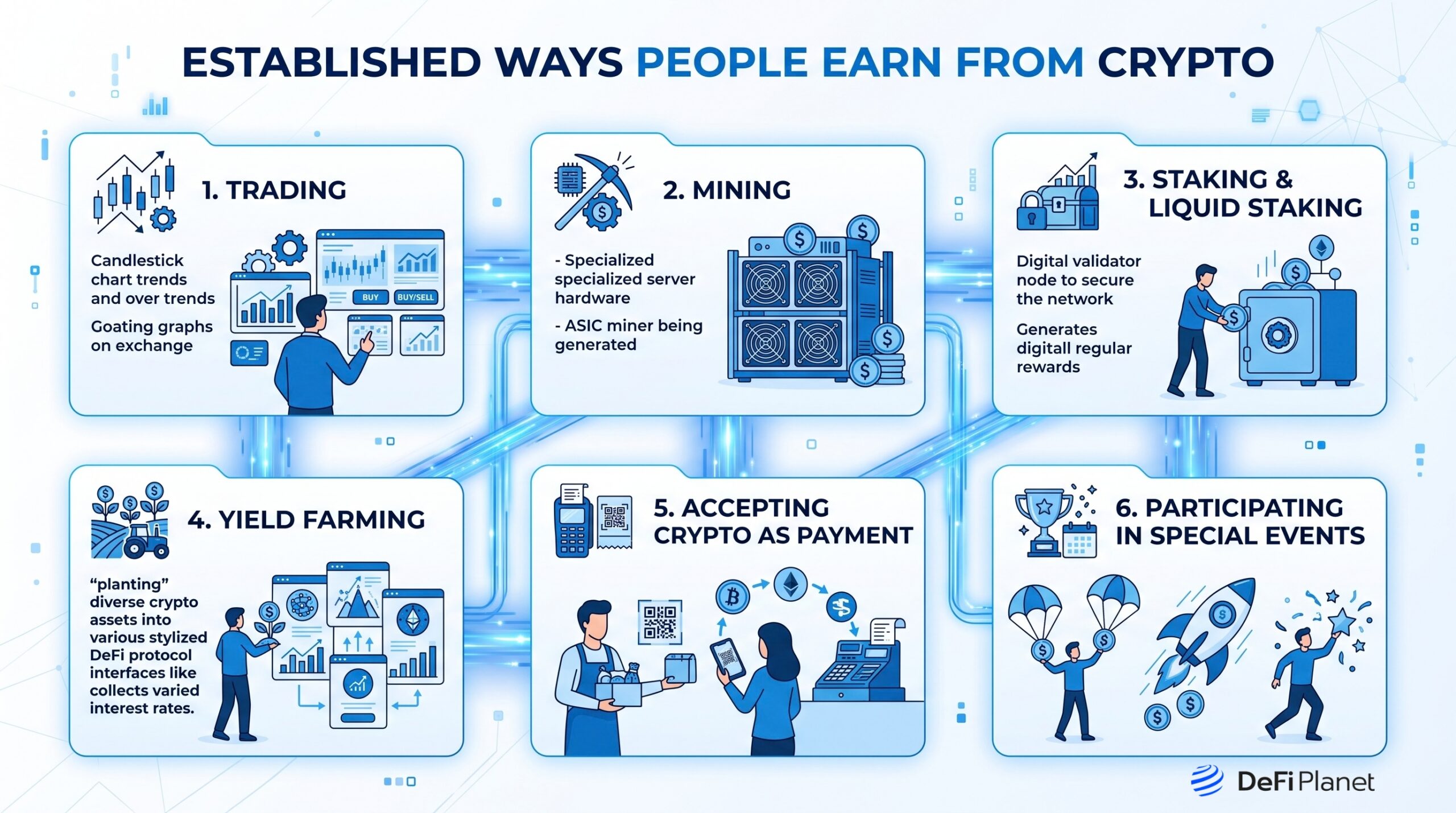 Image showing Established ways people earn from crypto - on DeFi Planet