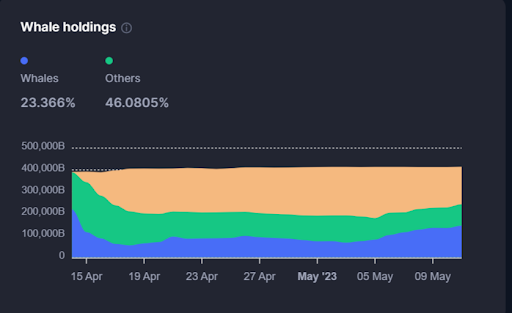 Image showing whales holdings of the circulating supply of PEPE coin