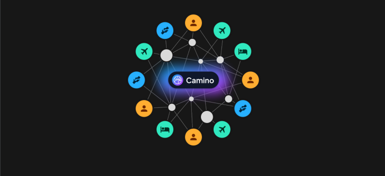 Image showing how different service providers in the travel and tourism industry plug into the Camino network 