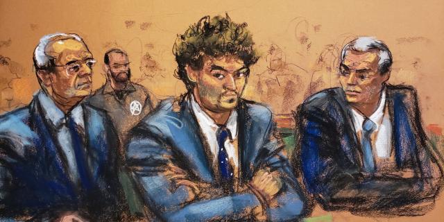 Cartoon image of Sam Bankman-Fried in Court 