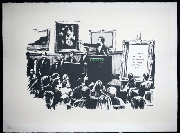 "Morons (White)", the Banksy painting acquired and digitized by Injective Protocol on DeFi Planet