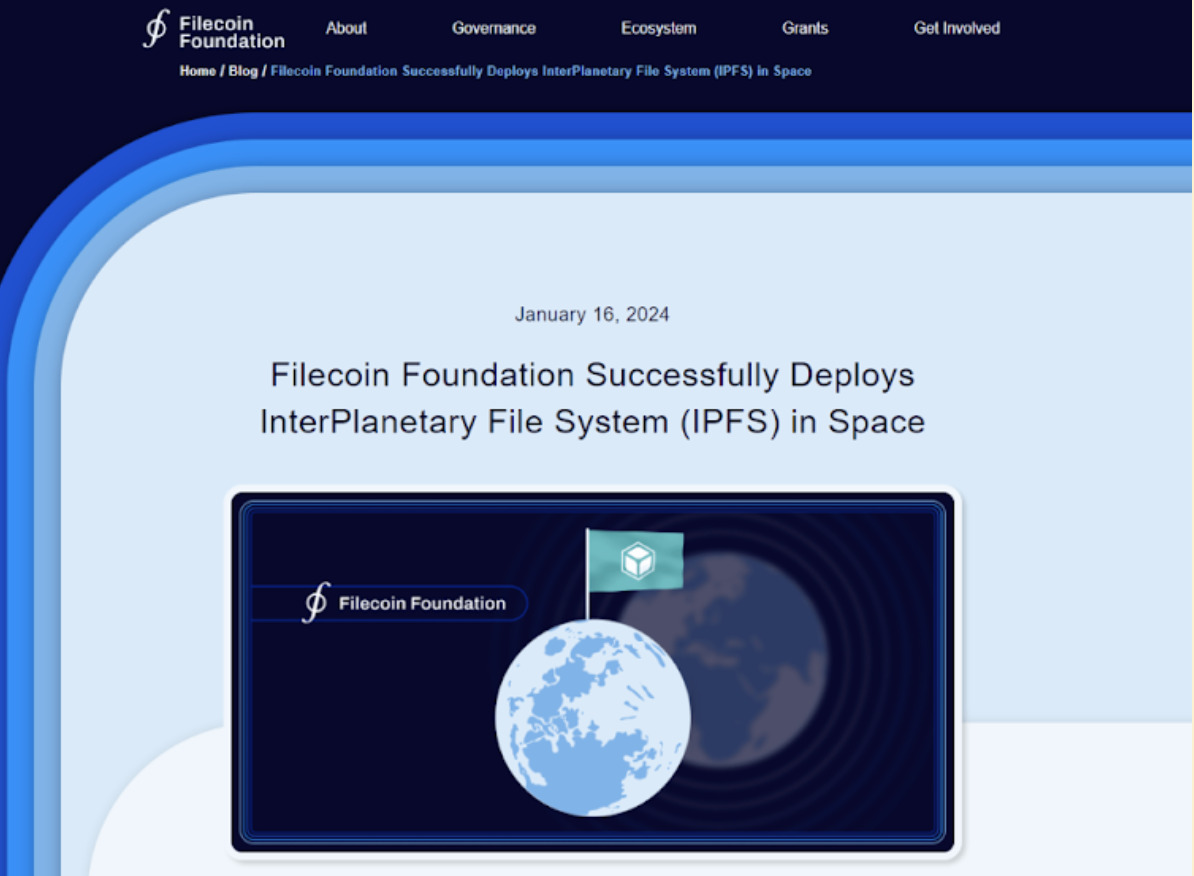Filecoin Foundation to Explore Space for Decentralized Storage Systems