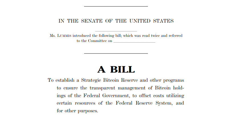 A snipshot of the Bitcoin Strategic Reserve bill on DeFi Planet 