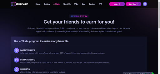 The referral program of OkayCoin