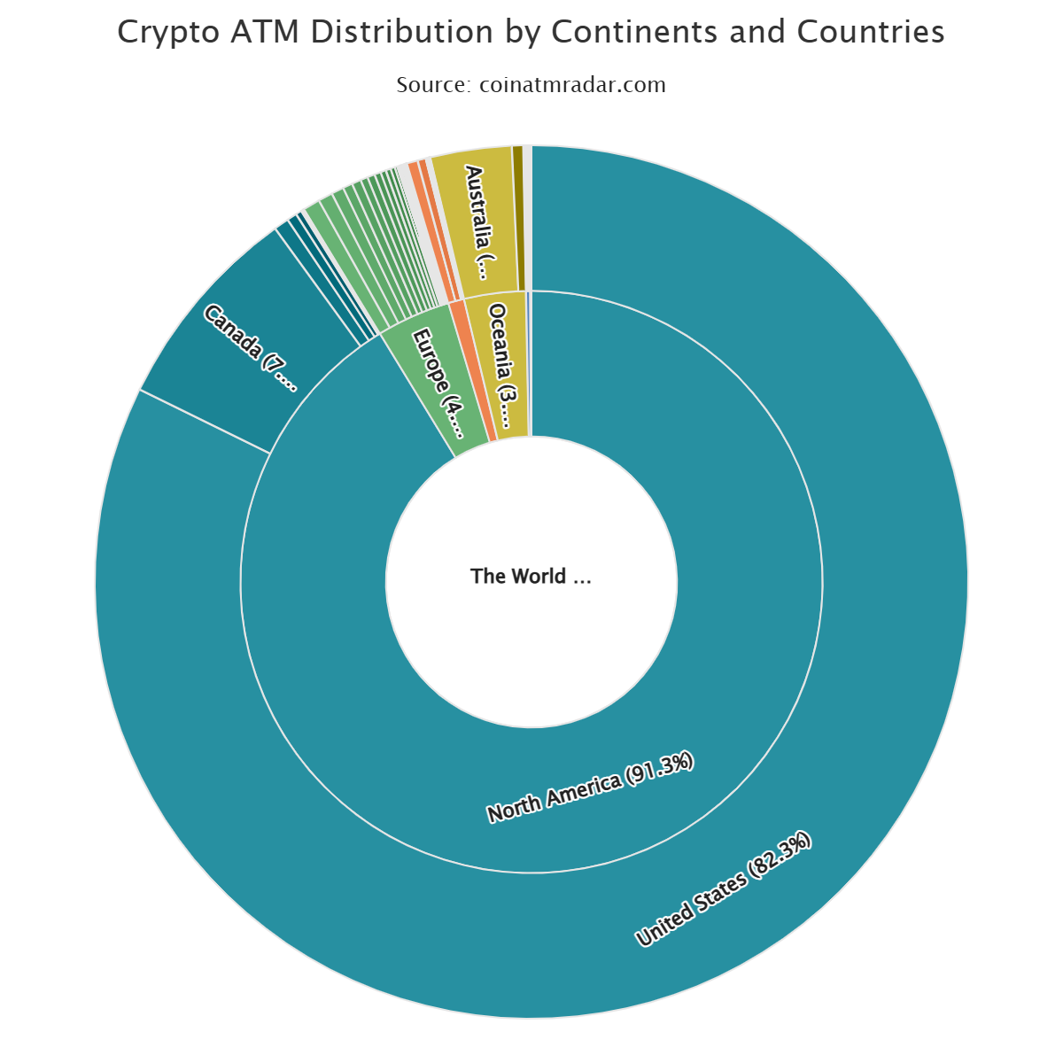 Crypto ATM distribution by geographic locations