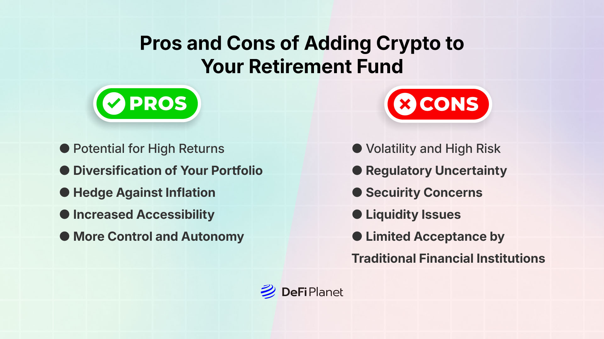 Pros and Cons of Adding Crypto to Your Retirement Fund