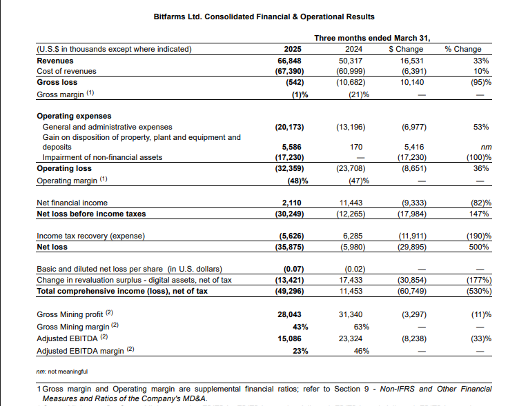 Bitfarms Q1 2025 Earnings Report.