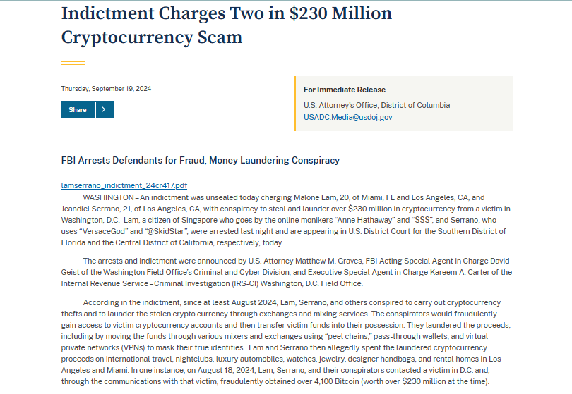 DOJ indictment charge