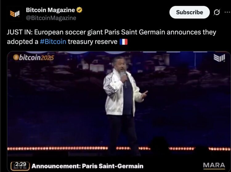 Paris Saint-Germain Adds Bitcoin to Balance Sheet, Marking Major Shift in Sports Finance