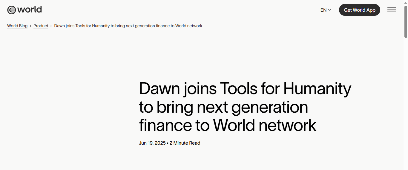 Dawn joins Tools for Humanity