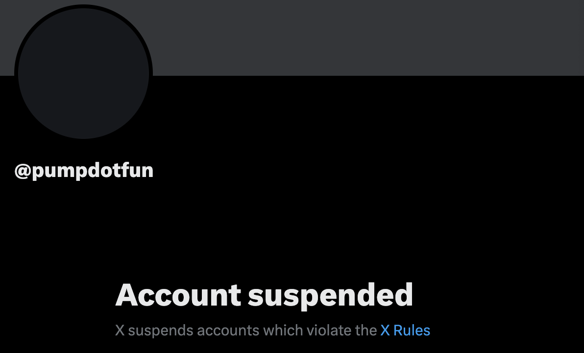 The X account for Pump.fun suspended as of Monday.