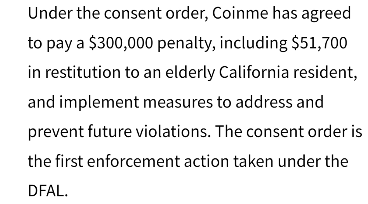 Coinme fined $300 penalty