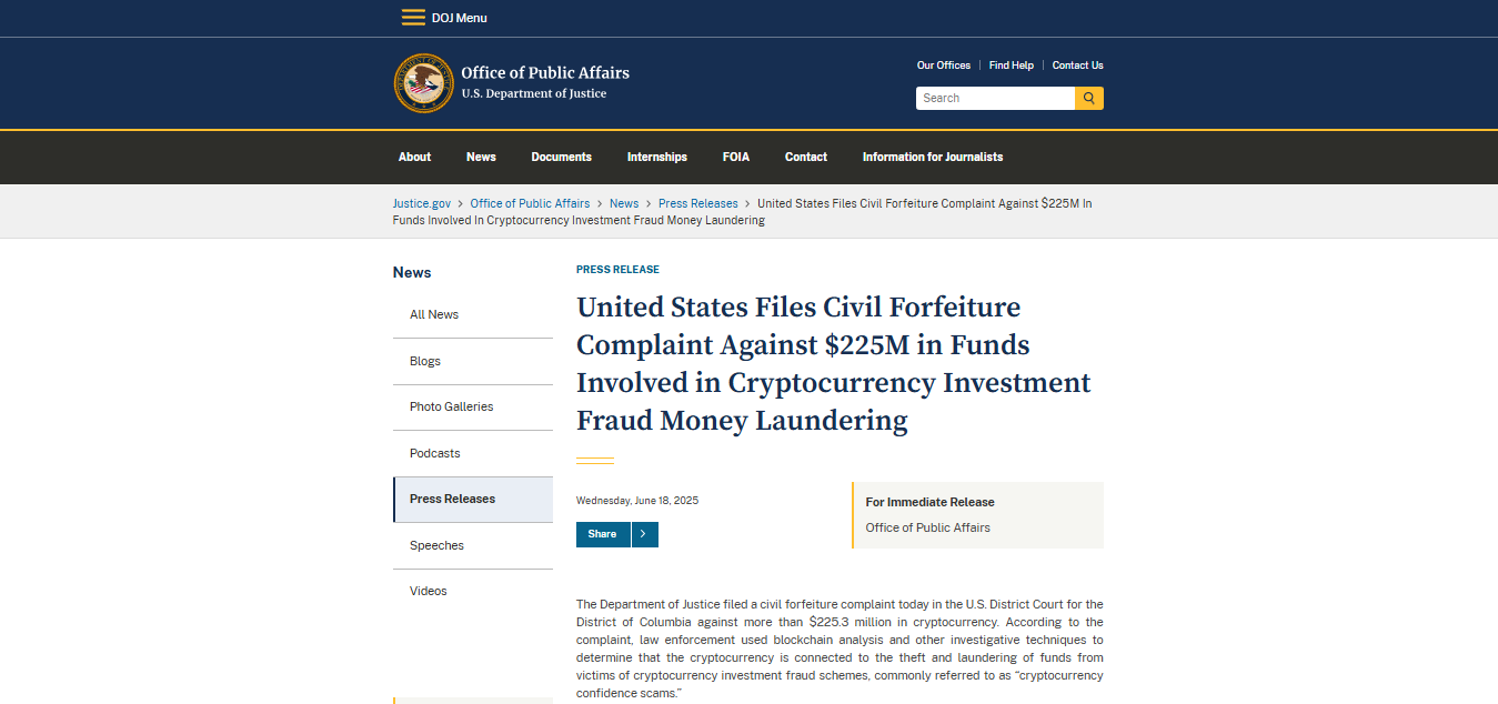 US DOJ filling