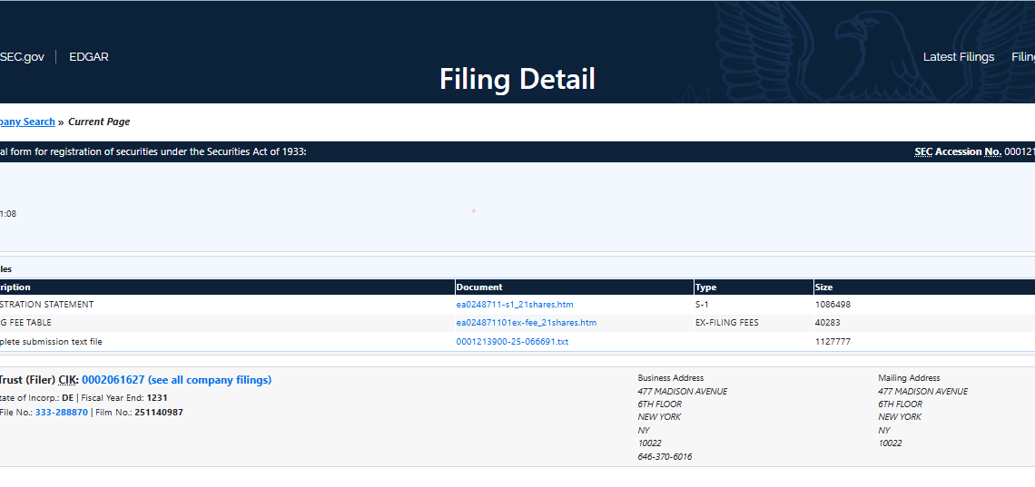 21Shares filing with SEC