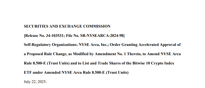 SEC accelerated approval for Bitwise ETF