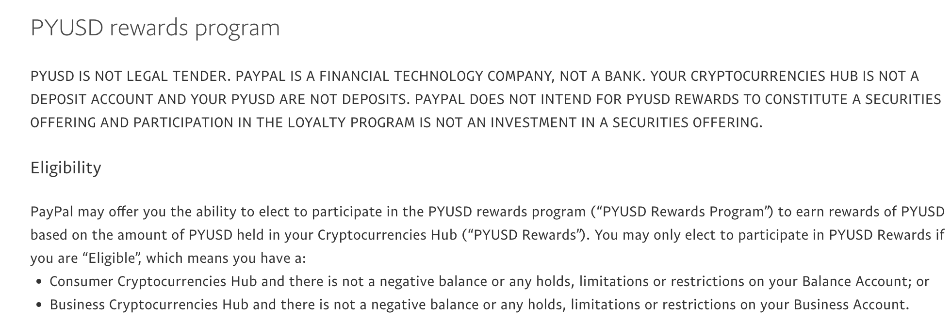 PYUSD rewards program