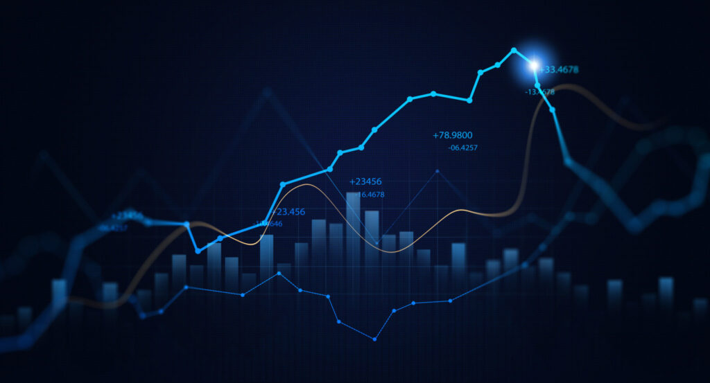 Investment finance chart,stock market business and exchange financial growth graph.