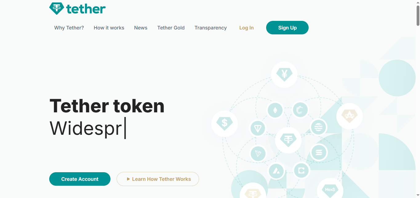 Tether USDT website interface.