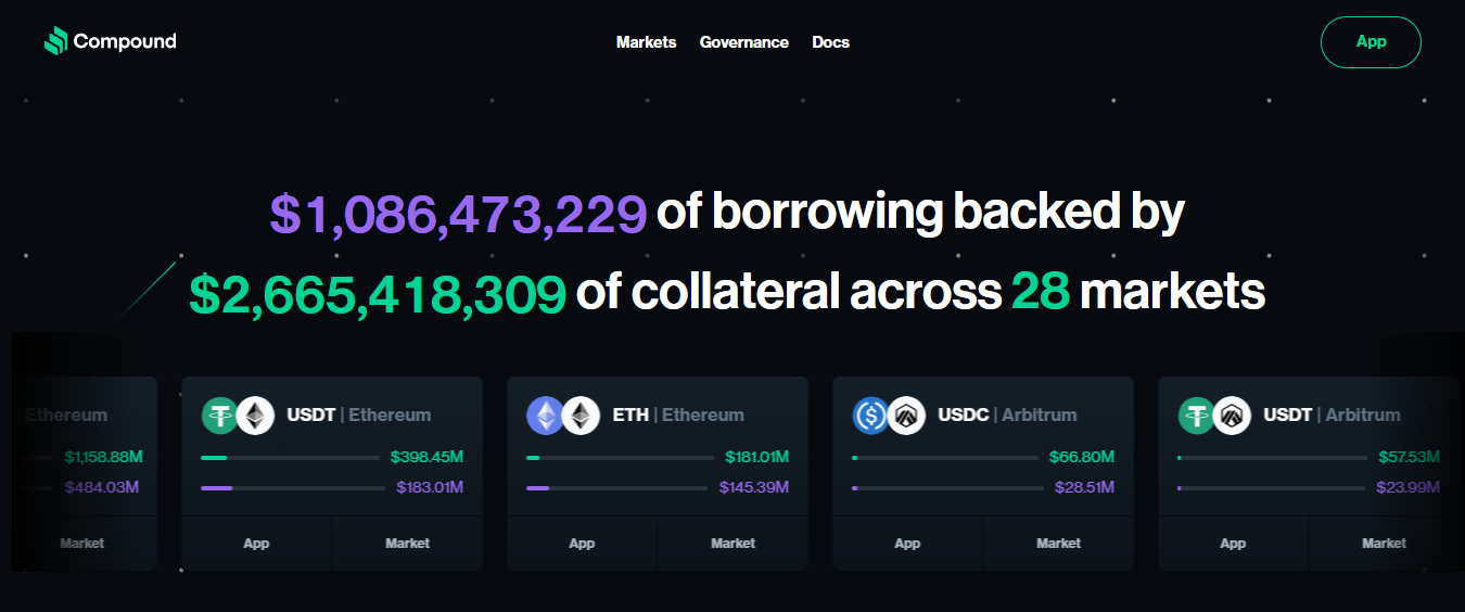 Compound Finance website interface.