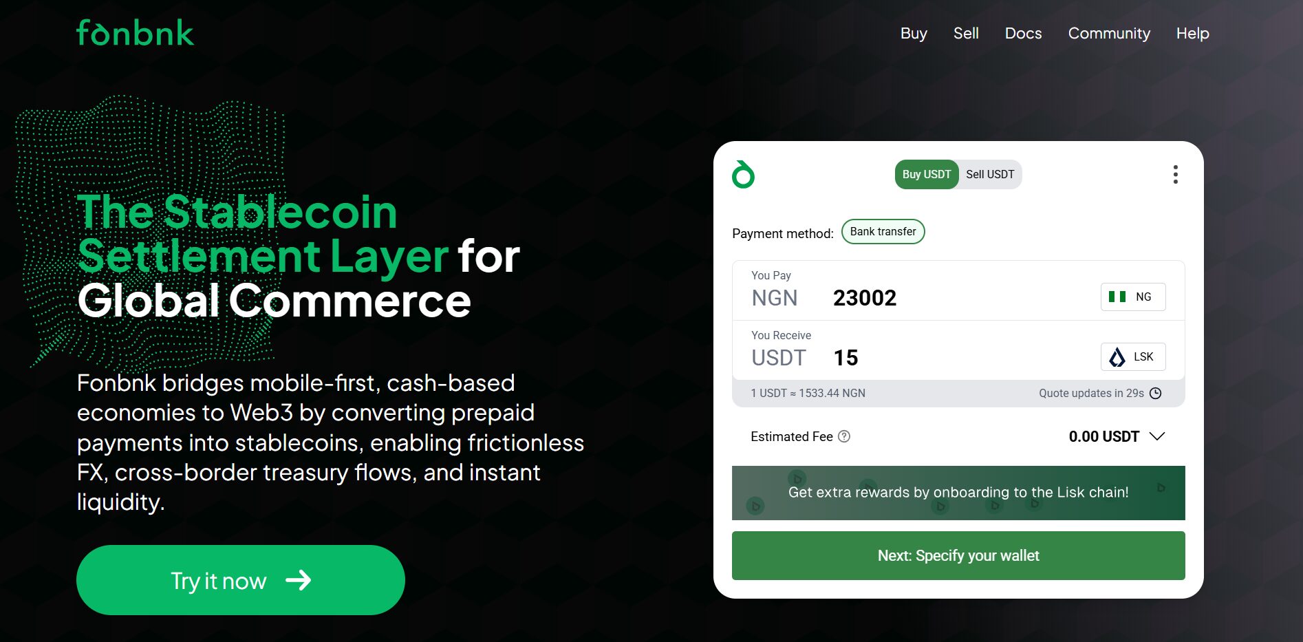 Fonbnk Website Interface.