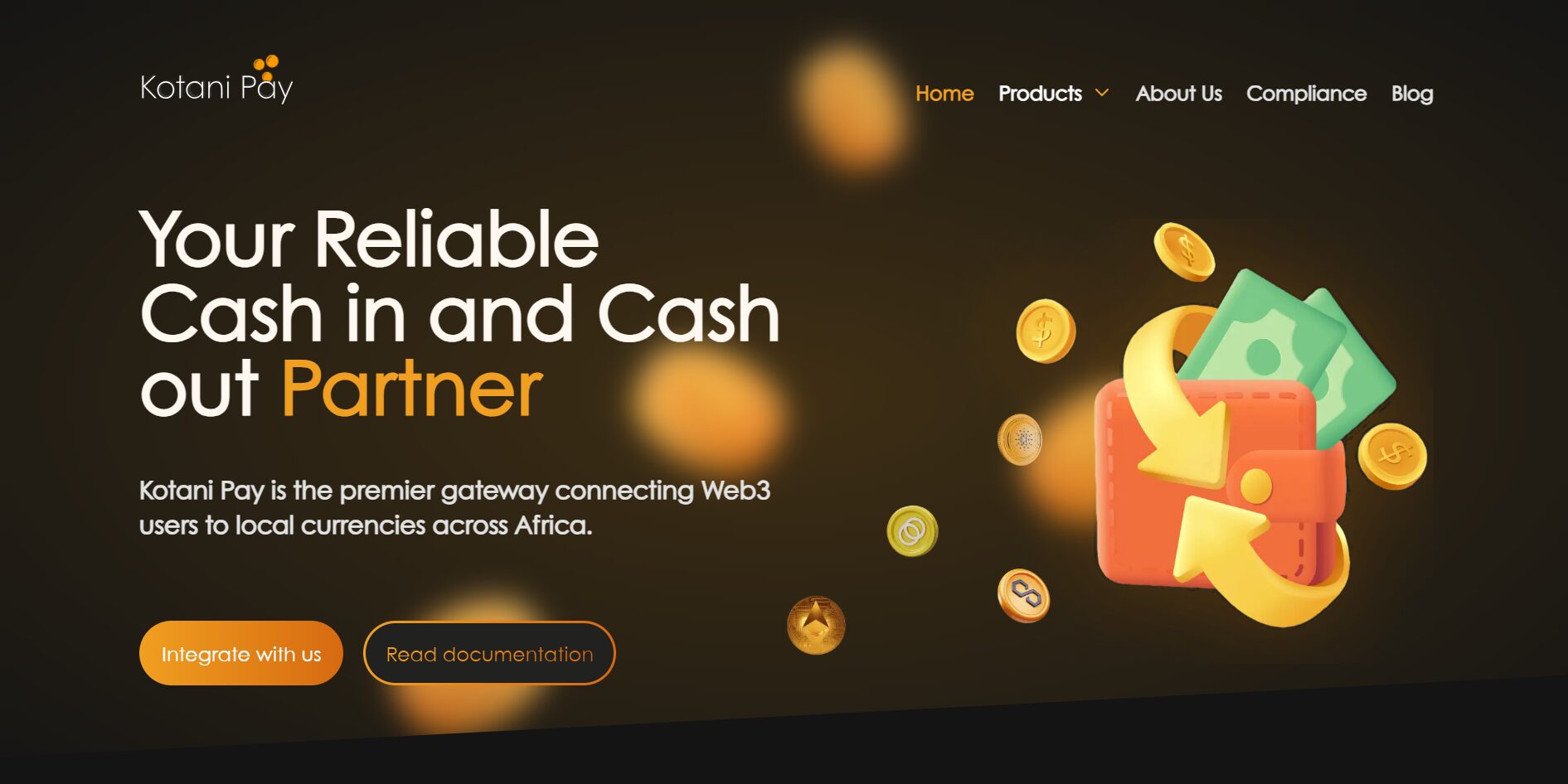 Kotani Pay Website Interface.