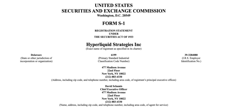Hyperliquid Strategies Seeks $1B to Expand HYPE Treasury, Eyes Lead in Decentralized Derivatives Market