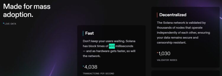 Solana’s 400 milliseconds per block.
