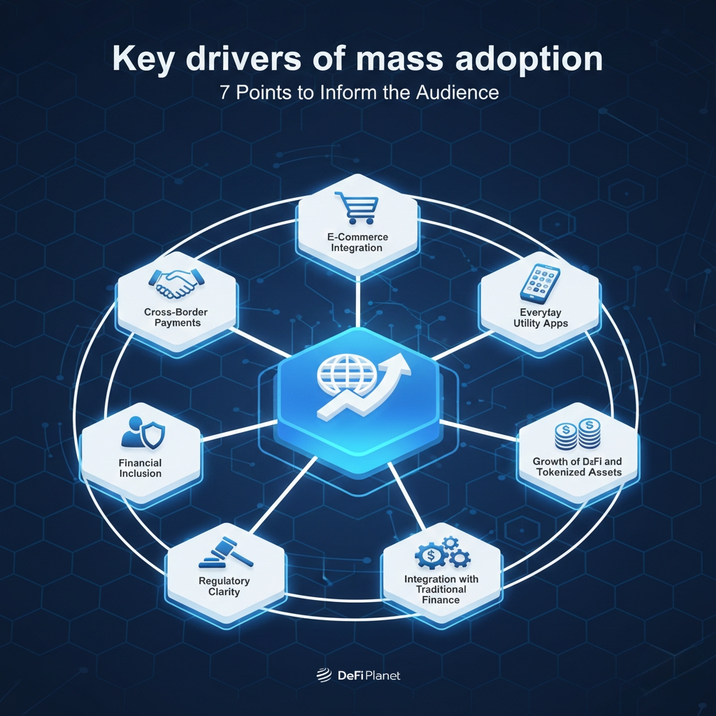 Image showing the Key drivers of mass adoption - on DeFi Planet