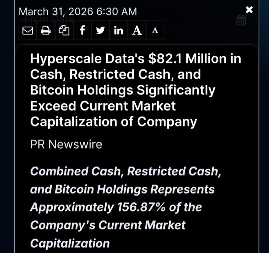 Hyperscale Data Expands Bitcoin Treasury as Holdings Surpass Market Cap by 56%