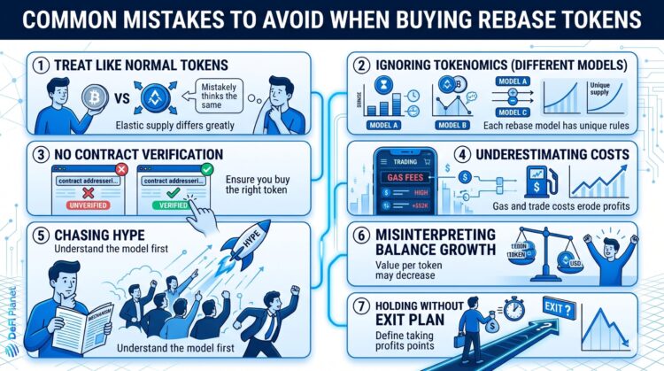 Image showing the Common Mistakes To Avoid When Buying Rebase Tokens - DeFi Planet