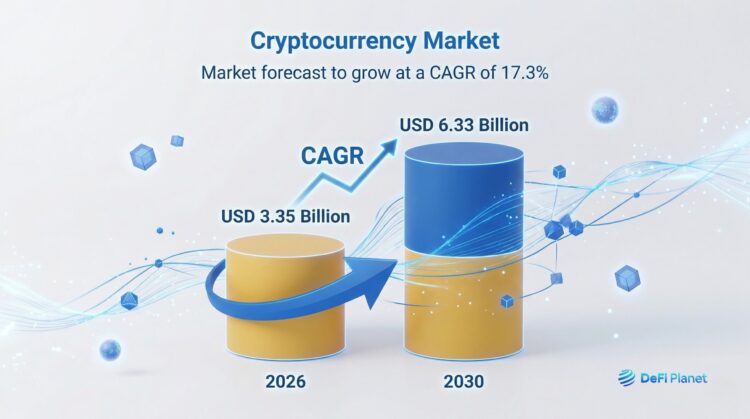 Image showing the Crypto market forecast from 2026 to 2030 - on DeFi Planet
