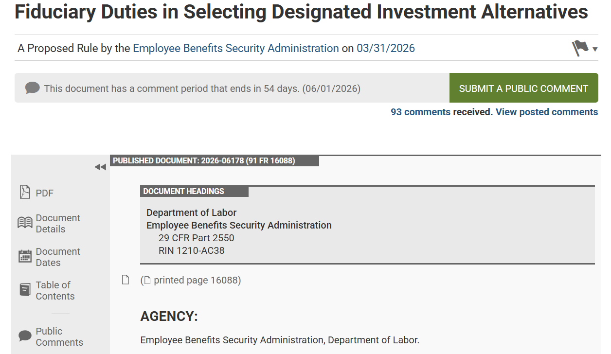 Fiduciary Duties in Selecting Designated Investment Alternatives