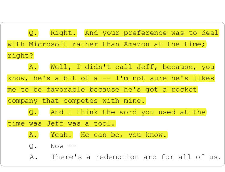 A screenshot from Elon Musk’s deposition on Sept. 26, 2025