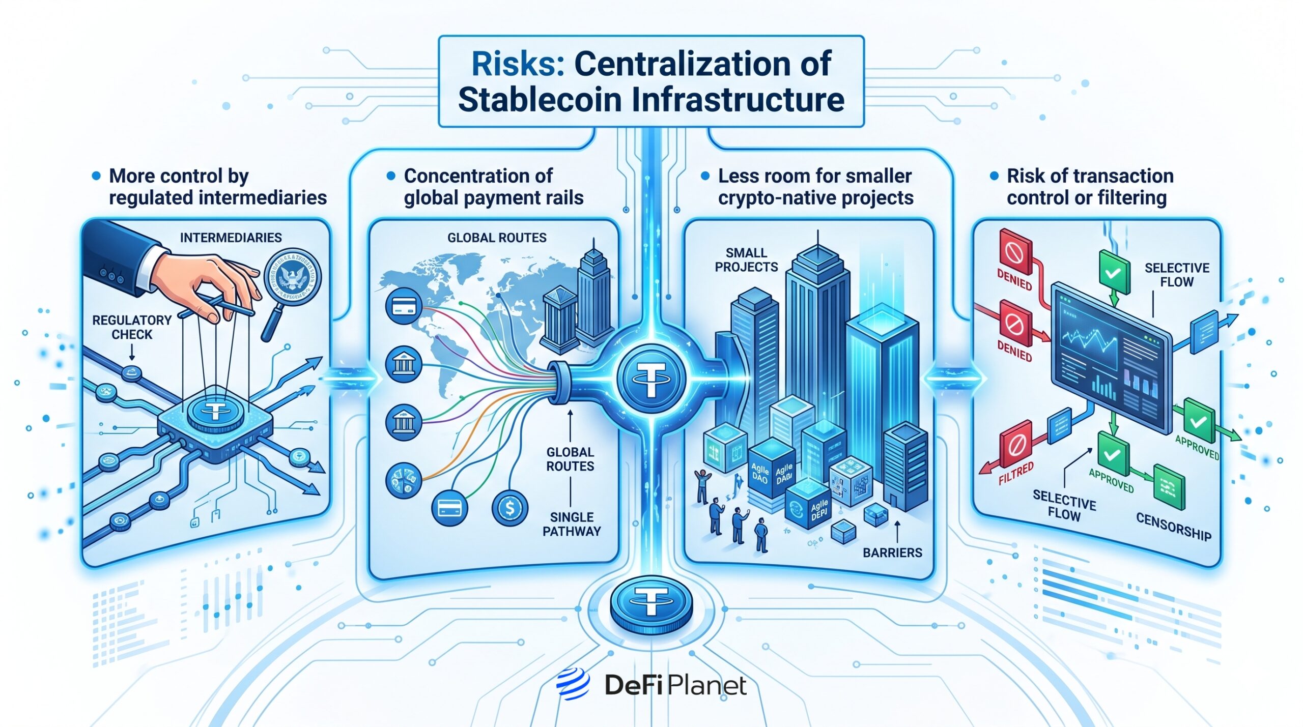 Image showing the Risks associated with Centralization of Stablecoin Infrastructure - DeFi Planet