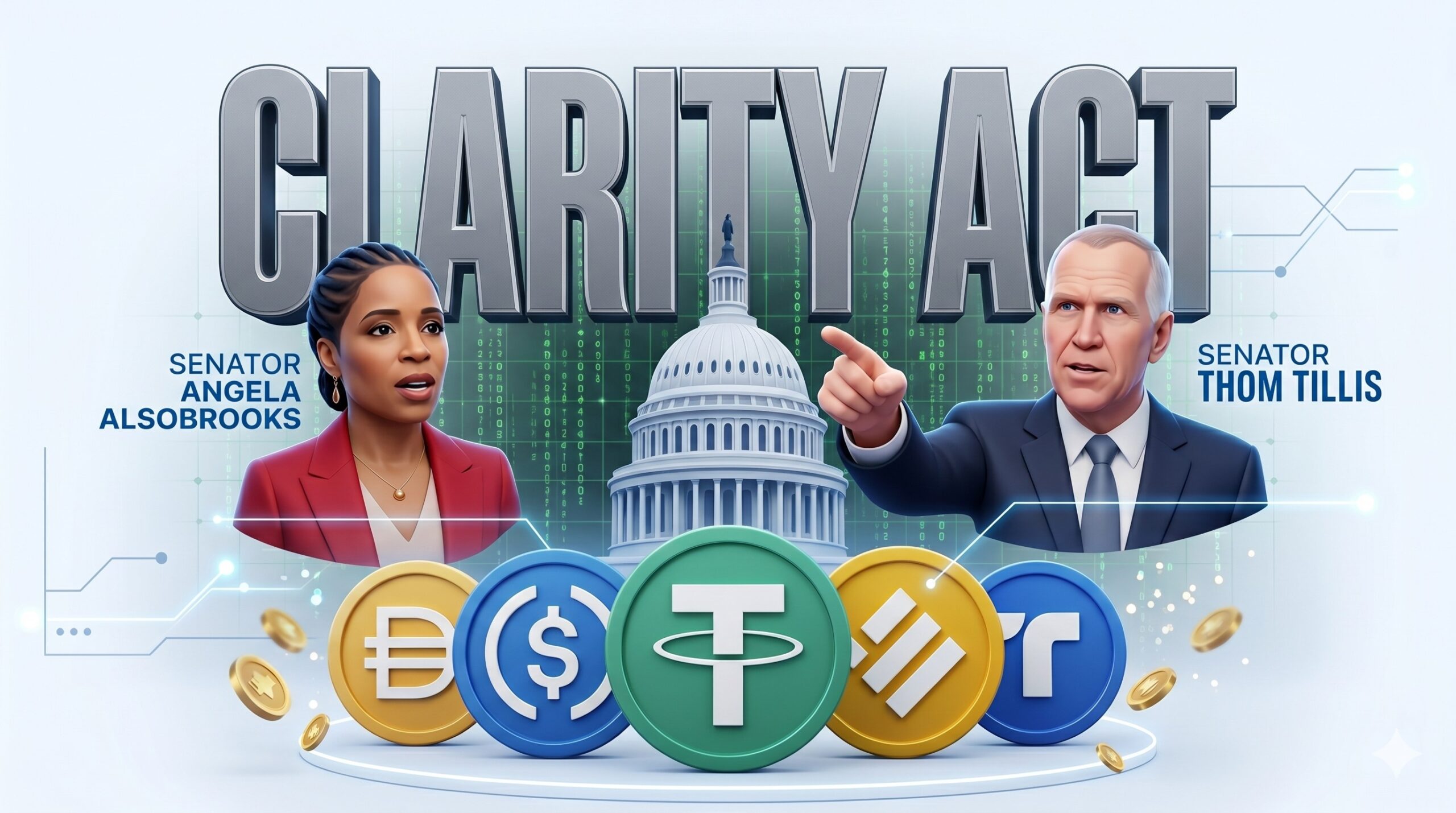 Senators Thom Tillis and Angela Alsobrooks in agreement on Clarity Act