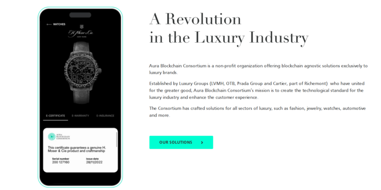 Aura Blockchain Consortium website interface.