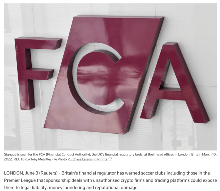 UK Regulator Warns Football Clubs Over Crypto Sponsorship Deals