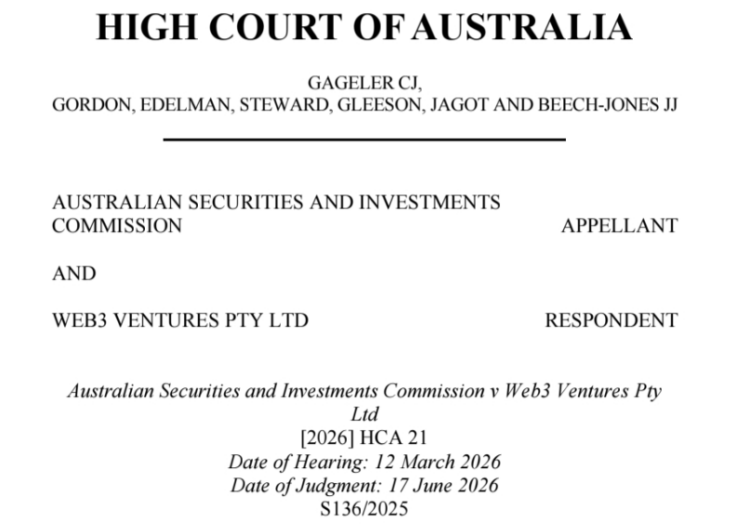 Australia High Court Declares Block Earner Yield Product a Regulated Financial Product