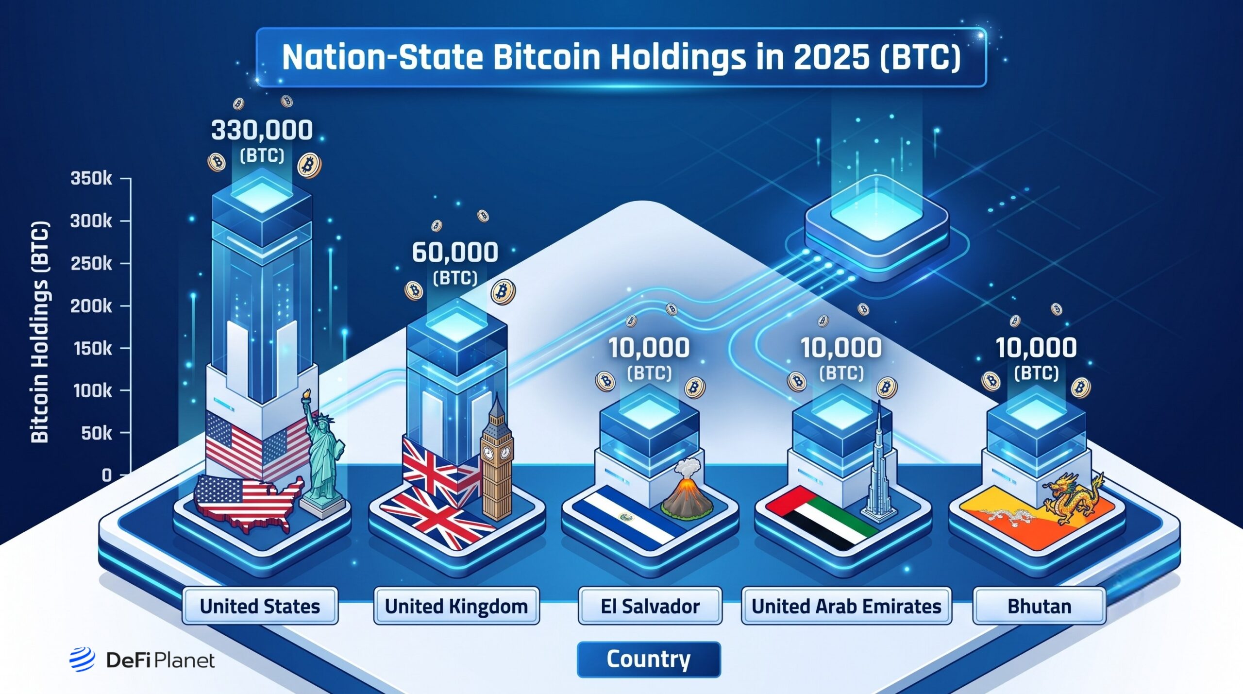 Image showing the Nation-state Bitcoin holdings in 2025 - DeFi Planet