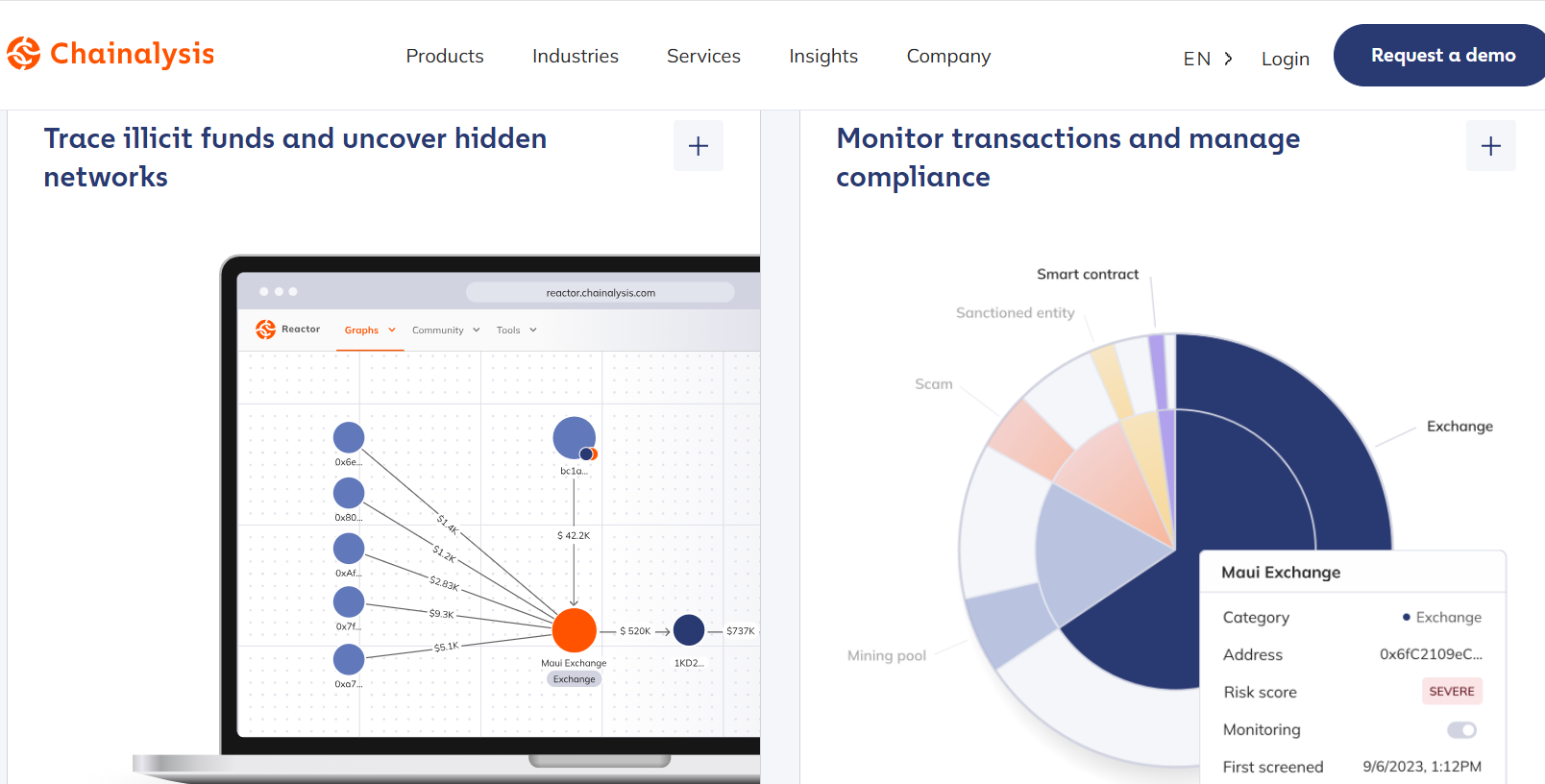  Chainalysis website interface.