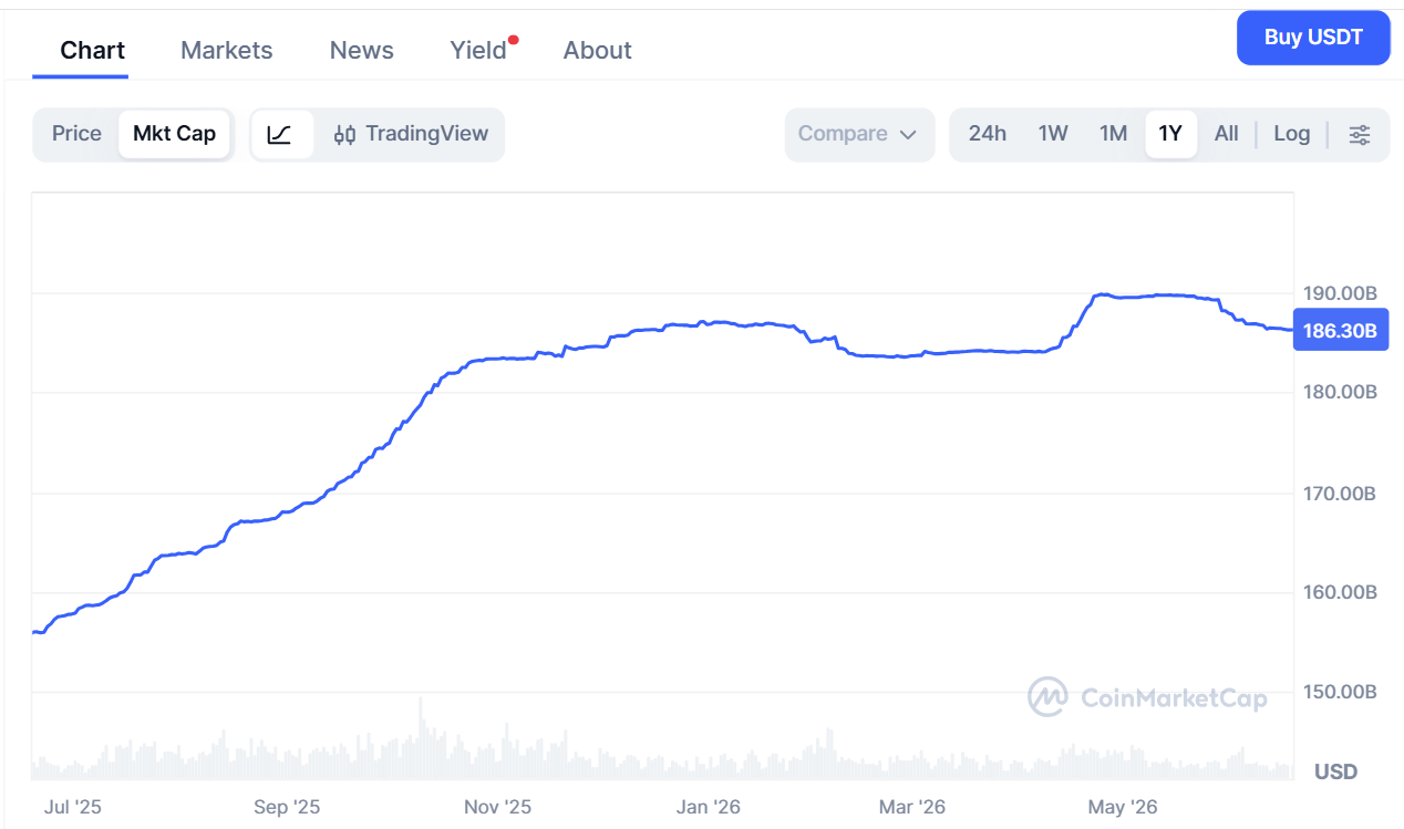 USDT stablecoin market cap June 2026