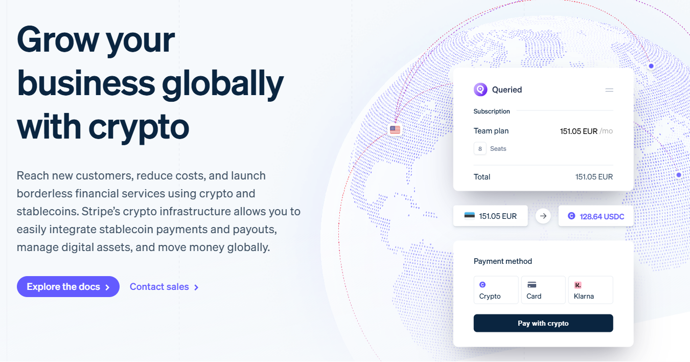 Stripe website interface.