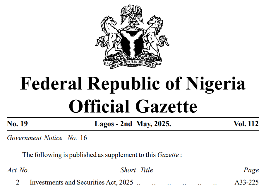 Investments and Securities Act (ISA) 2025. 